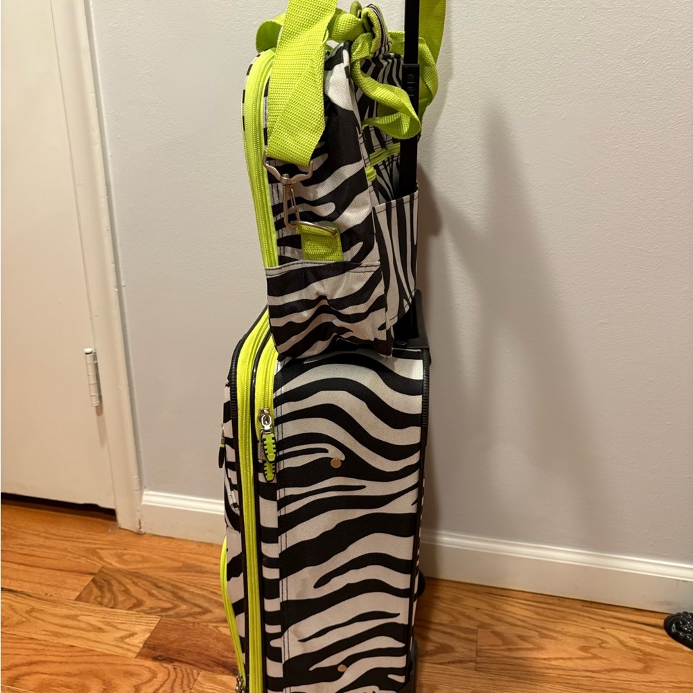 Kohl's Zebra Print Luggage Set with Lime Accents - Picture 2 of 9
